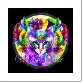 Mardi Gras 2023 Festive Cat Design Posters and Art